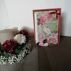 Geburtstagskarte für eine Frau, vintage, Vogel, Rot, weiss