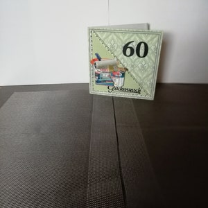 Geburtstagskarte zum 60 für einen Mann, Handwerker, Maler, Farbe, grün