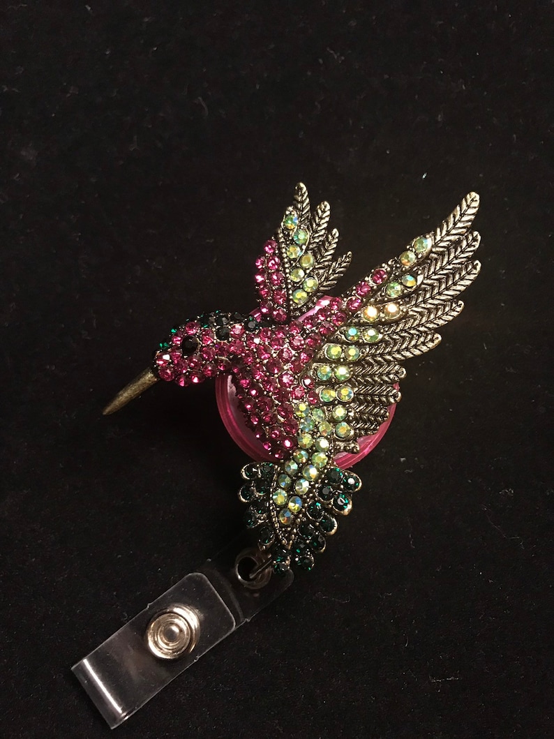 Jeweled Hummingbird !!! Retractable Badge Reel - Holder - Etsy