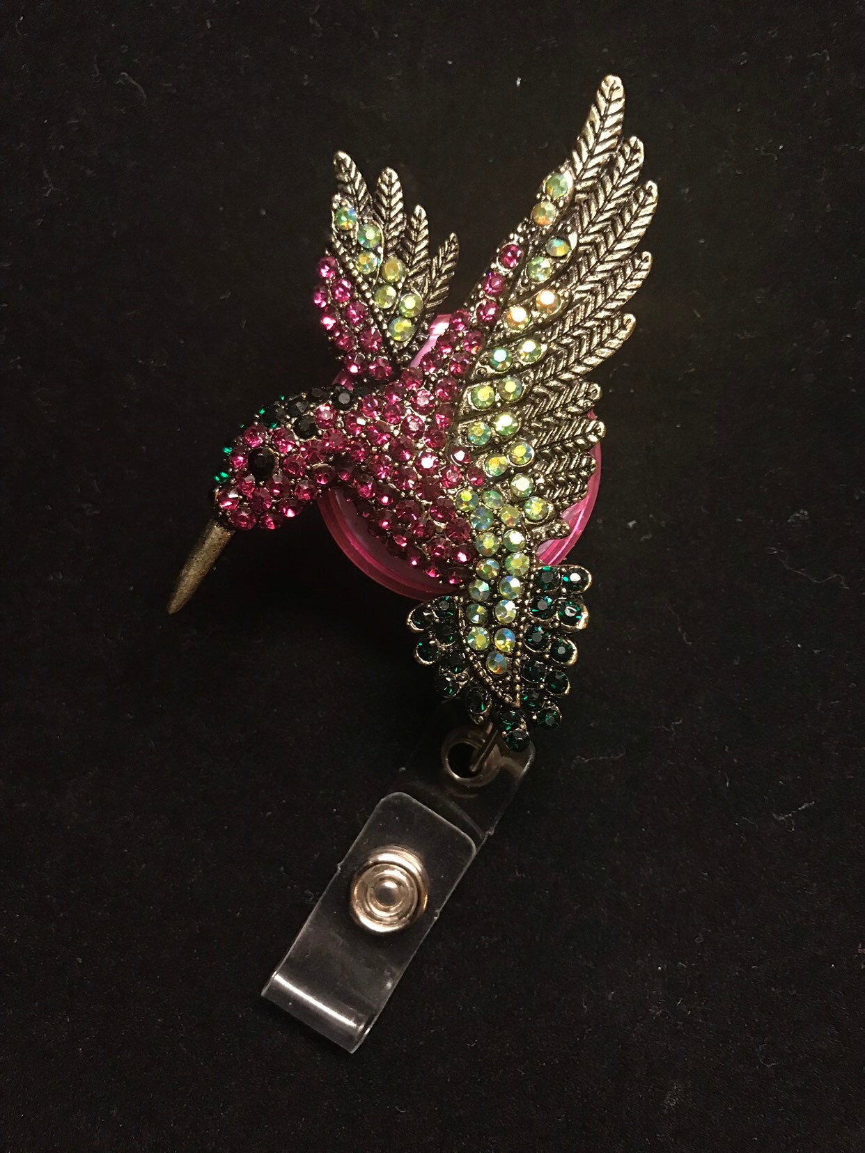 Jeweled Hummingbird !!! Retractable Badge Reel - Holder - Etsy