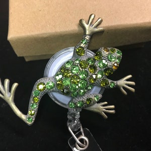 Jeweled Frog!!! Retractable Badge Reel