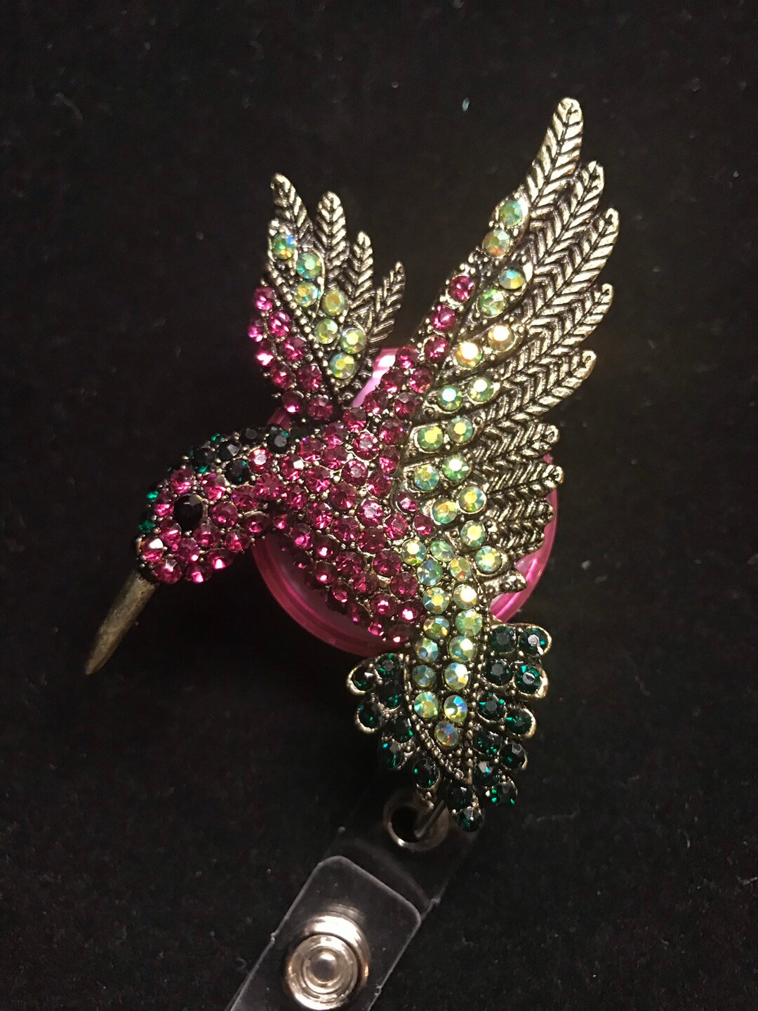 Jeweled Hummingbird !!! Retractable Badge Reel - Holder - Etsy