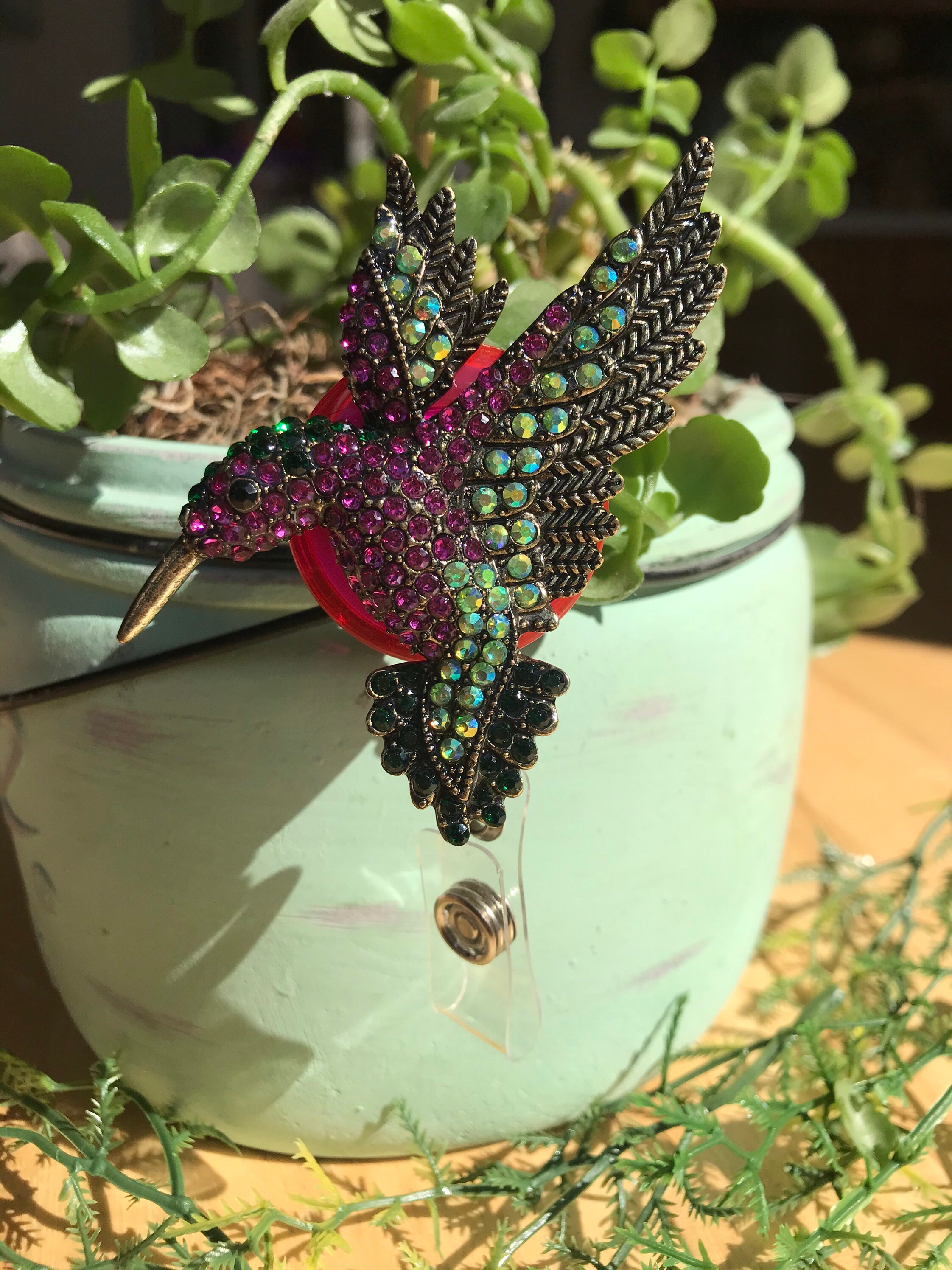 Jeweled Hummingbird !!! Retractable Badge Reel - Holder - Etsy