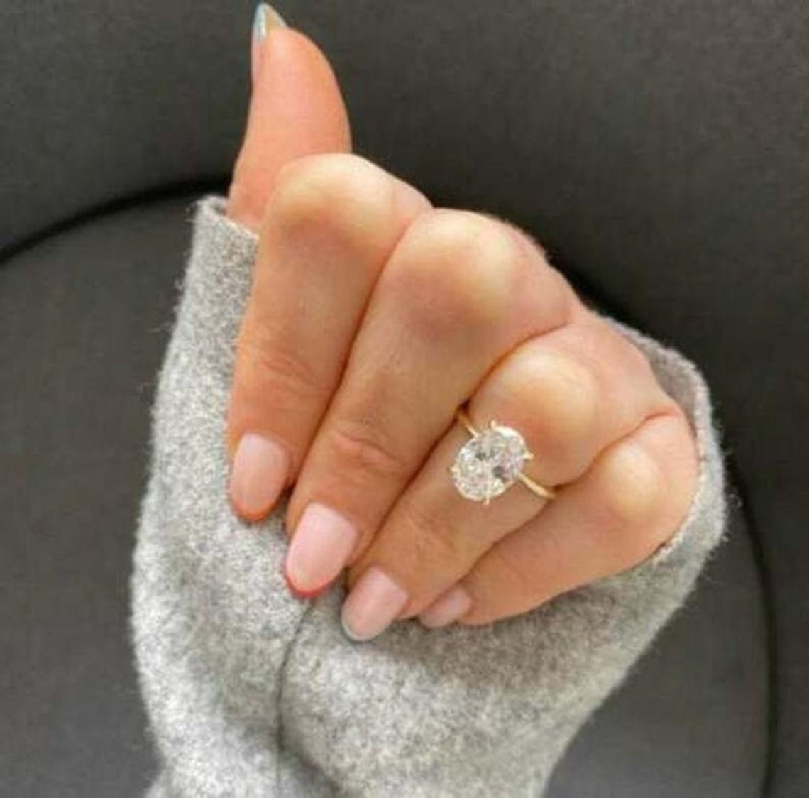 2 CT Oval Solitaire Engagement Ring Hidden Halo Oval Ring Etsy