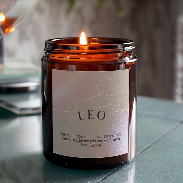 Leo Zodiac Candle Star Sign Candle Etsy