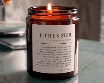 Present for Sister, Little Sister Definition Gift, Scented Candle with Gift Box & Matches