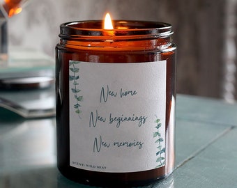 New Home Gift New Beginnings New Memories Scented Candle Housewarming Present with Gift Box & Matches