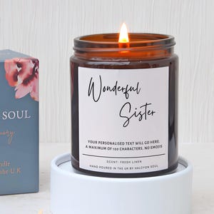 Personalized Sister Candle Gift: Soy Wax, Gift Box & Matches