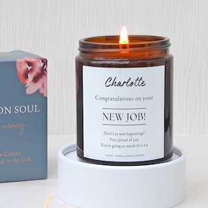 New Job Gift Scented Candle for Friend Customised Message label