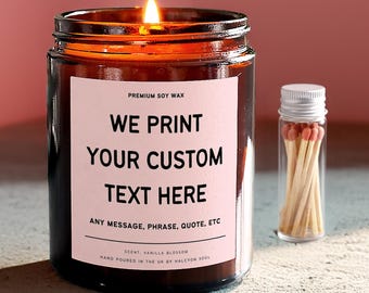 Personalised Candle Gift with Custom Message, Birthday Gift for Her, Friend, Mum, Colleague, Thank You Gift Idea, Unique Keepsake