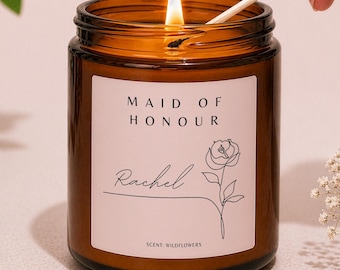 Maid of Honour Gift Personalised Wedding Candle