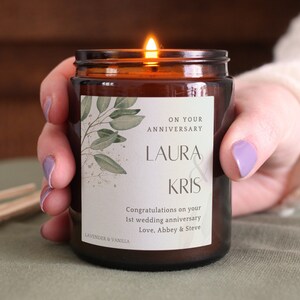 Couples Anniversary Gift Personalised Candle, Includes Gift Box & Matches