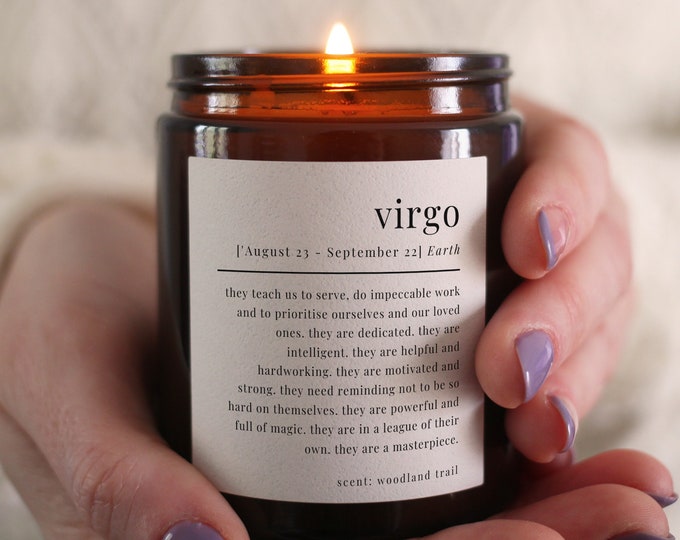 Virgo Gift Definition Star Sign Zodiac Candle, Includes Gift Box & Matches