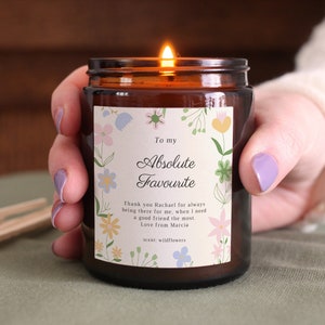 Friendship Candle Gift for Friend, Personalised Candle Gift for Her, Includes Gift Box & Matches