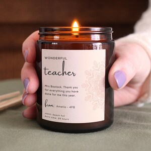 Thank You Teacher Gift Mandala Candle, Gift Box & Matches Included
