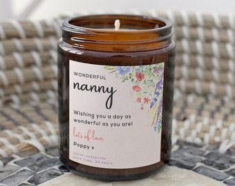 Nanny Birthday Gift Personalised Candle, Eco Wax (no paraffin), Birthday Gift for Grandma