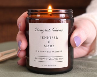 Engagement Gift Personalised Candle, Congratulations Gifts for Couple, with Gift Box & Matches