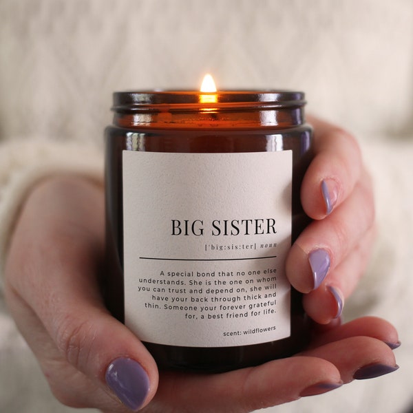 Present for Sister, Big Sister Definition Gift, Scented Candle with Gift Box & Matches