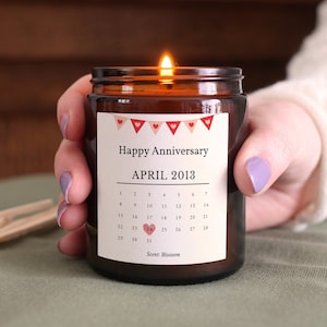 Special Date Personalised Anniversary Gift Candle, with Gift Box & Matches image 1