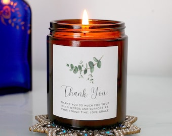 Personalised Thank You Gift Candle, Customised Label Message, with Gift Box & Matches