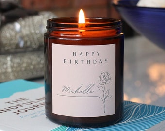 Friends Birthday Gift Personalised Candle for Her, Choice of Scents & Includes Gift Box and Matches