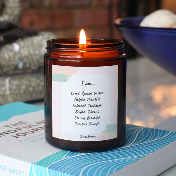 Affirmation Candle I Am... Mindfulness Gift Includes Matches & Gift Box