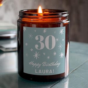 30th Birthday Gift Personalised Candle Includes Gift Box & Matches