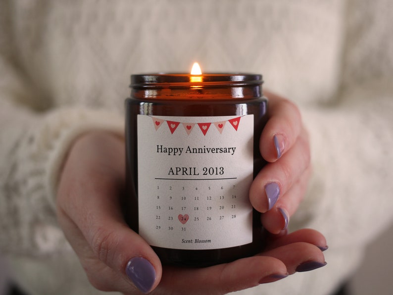 Special Date Personalised Anniversary Gift Candle, with Gift Box & Matches image 2