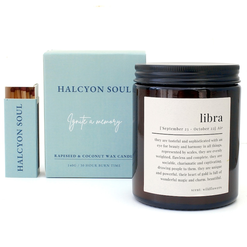 Libra Gift Definition Star Sign Zodiac Candle, Includes Gift Box & Matches image 3