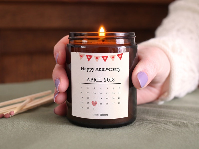 Special Date Personalised Anniversary Gift Candle, with Gift Box & Matches image 1