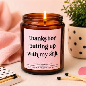 Thanks for putting up with my shit Thank You Gift Soy Candle