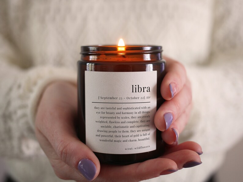 Libra Gift Definition Star Sign Zodiac Candle, Includes Gift Box & Matches image 4