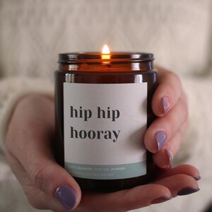 Hip Hip Hooray Soy Candle: Congratulations Gift with Matches
