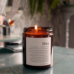 Libra Gift Definition Star Sign Zodiac Candle, Includes Gift Box & Matches image 2