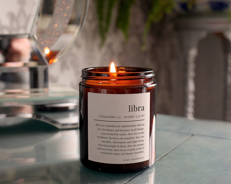 Libra Gift Definition Star Sign Zodiac Candle, Includes Gift Box & Matches image 2