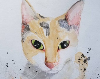 Custom watercolor cat portrait