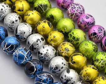 50 x glass beads Bunt 8 mm