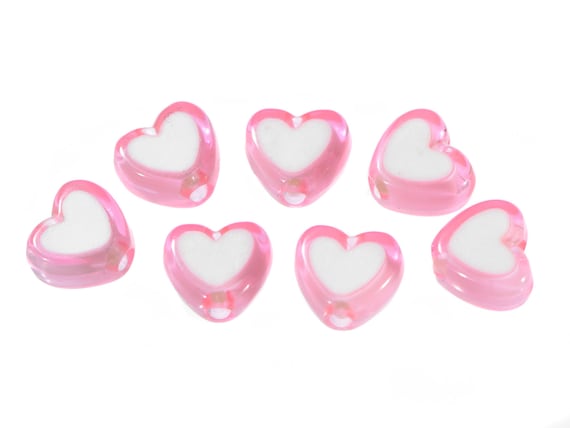 200 Red White Heart Shape Hearts 8x7mm Art Craft Valentines Day