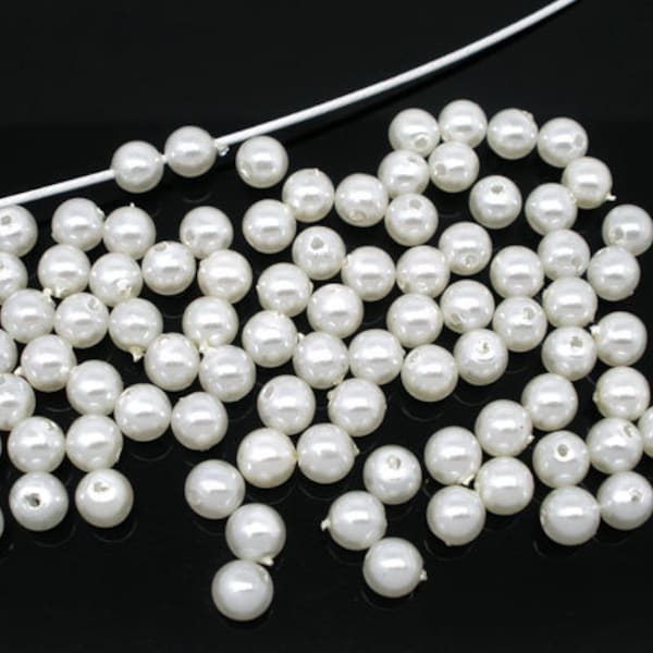 100 x Acrylic Beads White 6 mm