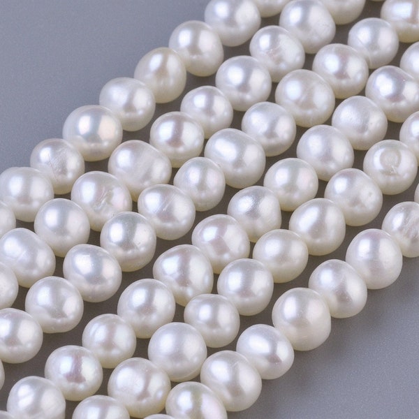 10 x Süßwasser Perlen Weiß Rund 5mm