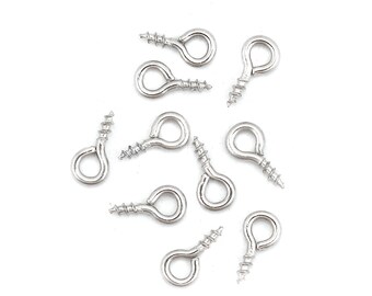 50 x Screw eyelets Silver 8 x 4 mm