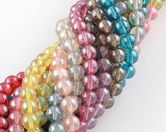 50 x glass beads Bunt 6 mm