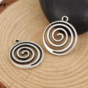 4 x pendant spiral silver 19 x 17 mm