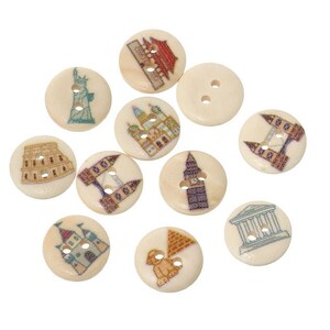 20 x Byggknappar i trä, blandade färger, 15 mm