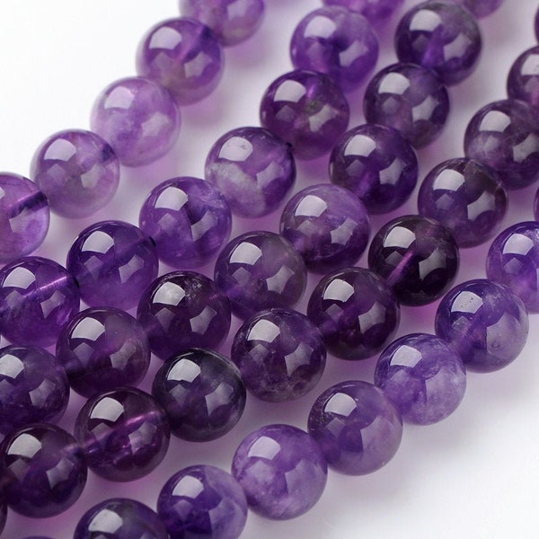 10 x Amethyst Beads Purple 8 mm