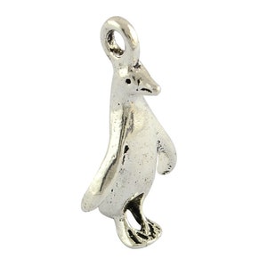 10 x Pendant Penguin Silver 21 x 10 mm