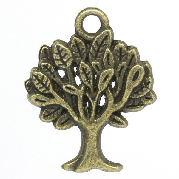 10 x Anhänger Baum Bronze 21x17mm