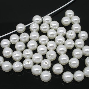 50 x Acrylic Beads White 8 mm