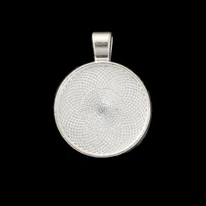 For 25 mm: 2 x Cabochon setting silver plated 36 x 28 mm