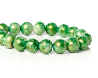 20 x Glass beads green 10 mm